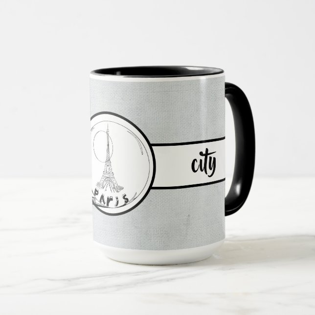 Paris City Elegant Leinen Ringer 15oz Tasse (VorderseiteRechts)
