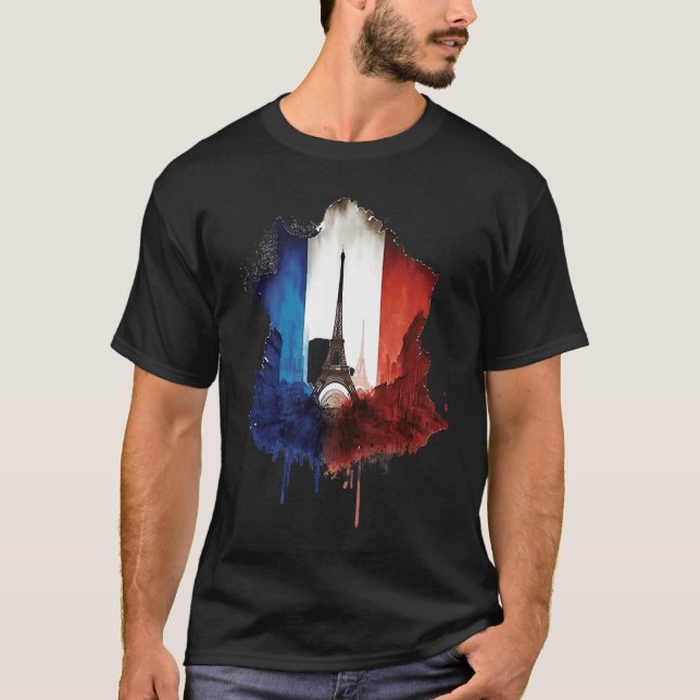 Paris City Illustration With Eiffel Tower French F T-Shirt (Vorderseite)