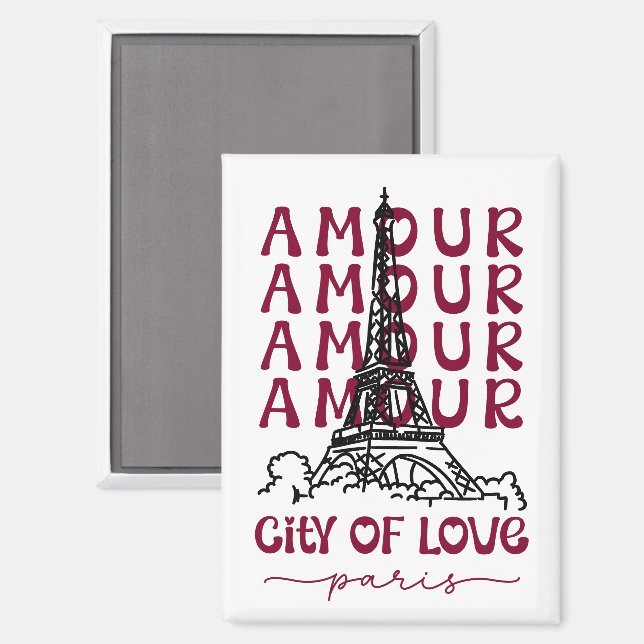 Paris City of Love – Eiffel Tower Travel Souvenir Magnet (Vorderseite/Rückseite)