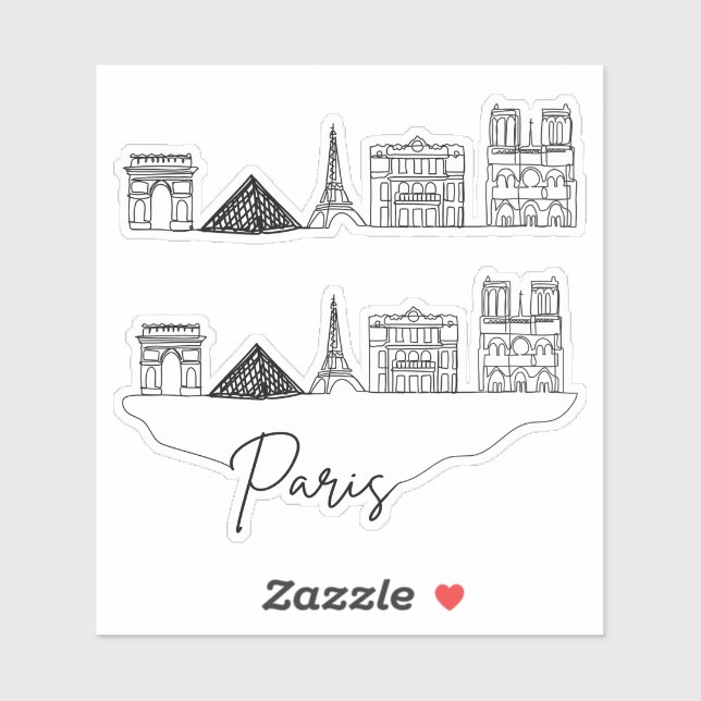 Paris City Skyline Aufkleber (Blatt)