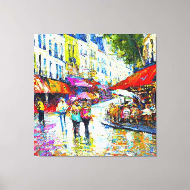 Paris City Street Scene Leinwanddruck (Vorderseite)