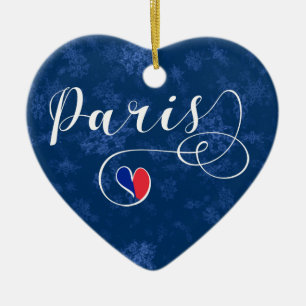 Paris Coeur, Ornement d'Arbre de Noël, France