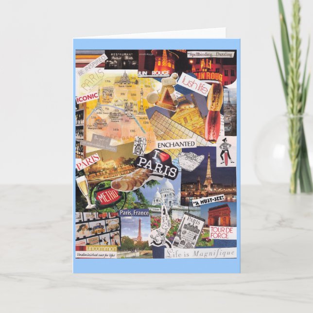 Paris-Collage Notecard Karte (Vorderseite)