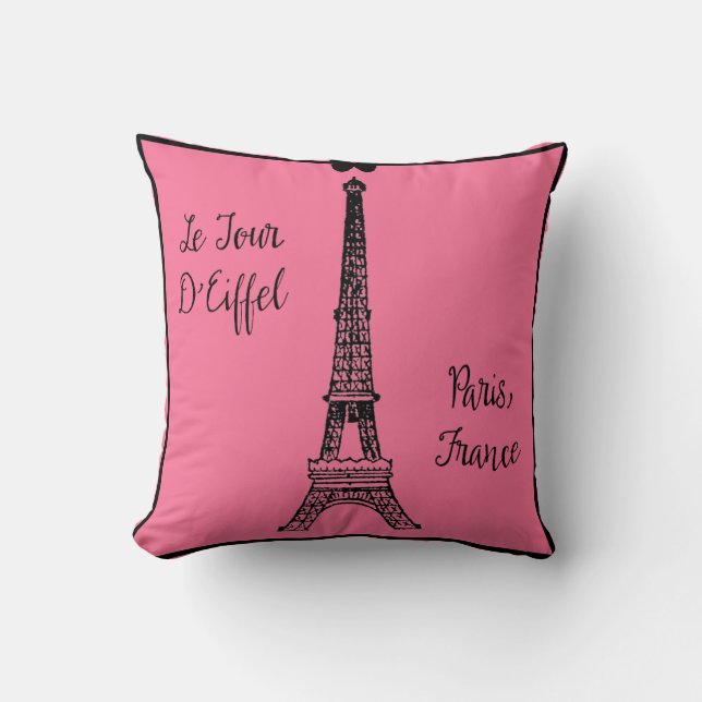 Paris Coussin rose avec Tour Eiffel (Recto)