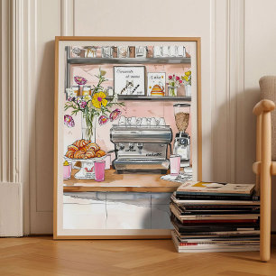 Paris Croissant Druck Frühstück Druck Küchendruck Poster