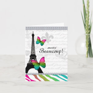 Paris Dankeskarten Eiffelturm Schmetterlinge Zebra Dankeskarte