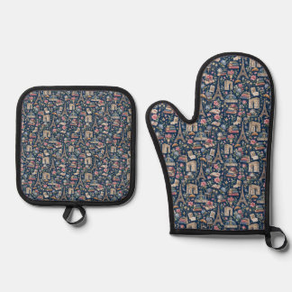 Paris Dark Icons Chic Design Ofenhandschuh & Topflappen-Set