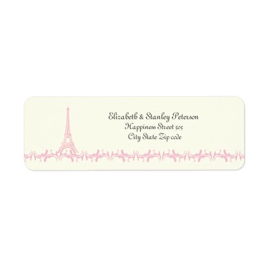 Paris, das rosa Eiffelturmelfenbeinaufkleber Rücksendeetikett