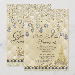 Paris Diamond et Perles Invitations de fête d'anni