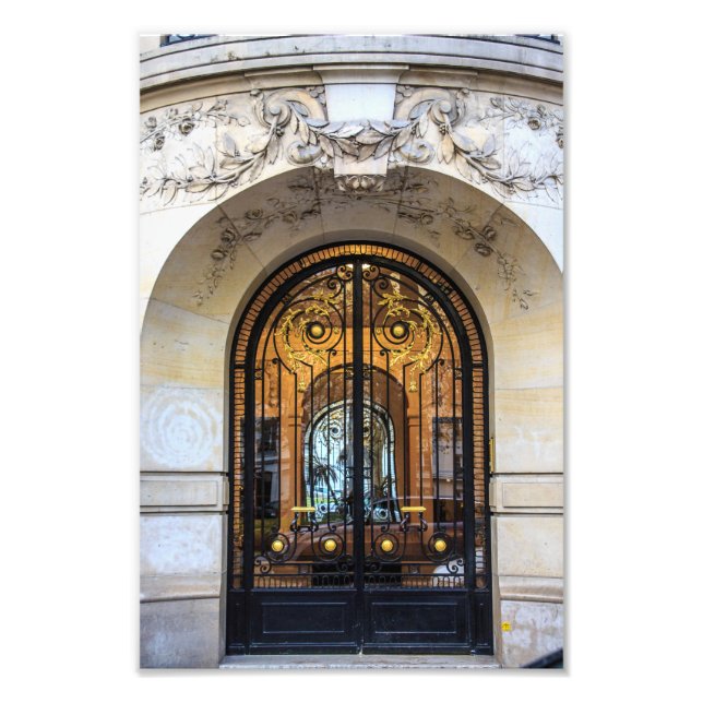 Paris Door Black and Gold Eisen and Glass - Fotodruck (Vorne)