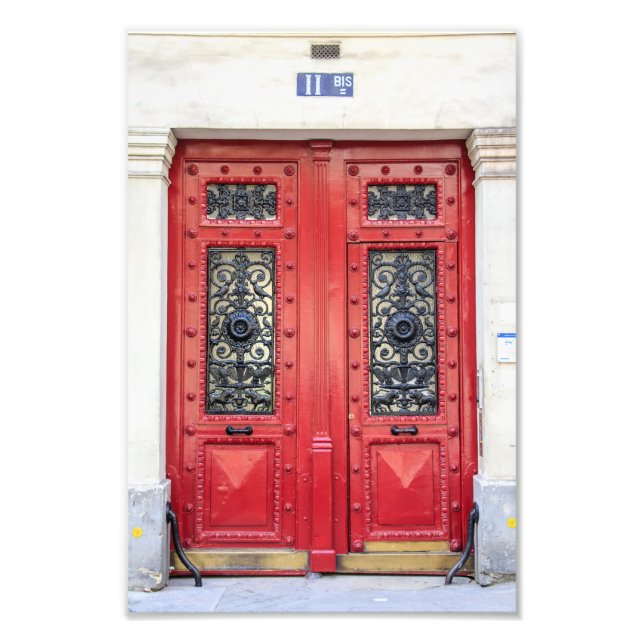 Paris Door Red Number 11 - Fotodruck (Vorne)