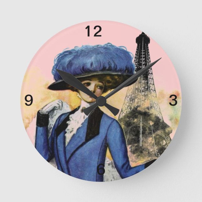 Paris Dreams Clock Runde Wanduhr (Vorderseite)