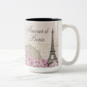 PARIS, EIFFEL-AUSFLUG, FRANZÖSISCHER WEIN, ZWEIFARBIGE TASSE