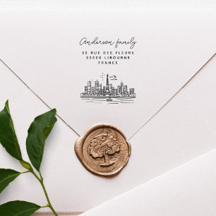 Paris Eiffel Individuelle Name Handgezeichnet Rück Gummistempel