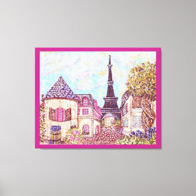 Paris Eiffel inspiriert Pointillismus Landschaft L Leinwanddruck (Vorderseite)