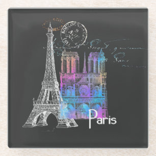 Paris Eiffel Notre Dame Rainbow Untersetzer