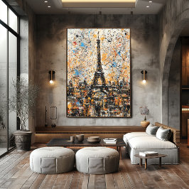 Paris Eiffel Tower Abstract Drip Painting Poster