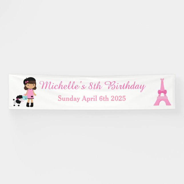Paris Eiffel Tower Afrikanisches Mädchen Banner (Horizontal)