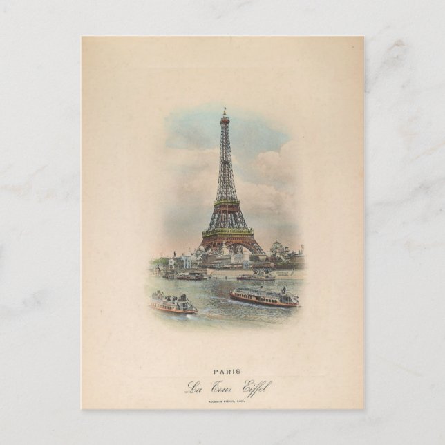 Paris Eiffel Tower Antiquitätenkunst Foto Postkarte (Vorderseite)