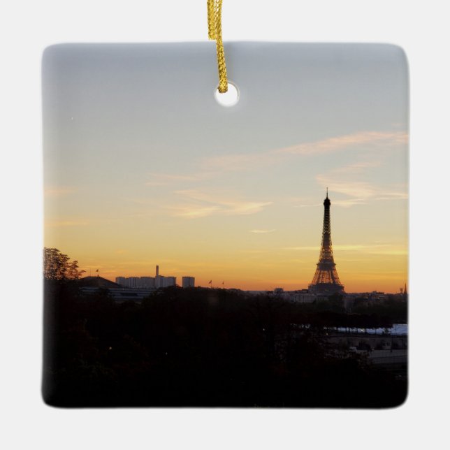 Paris Eiffel Tower at Sunset Christmas Ornament (Vorderseite)