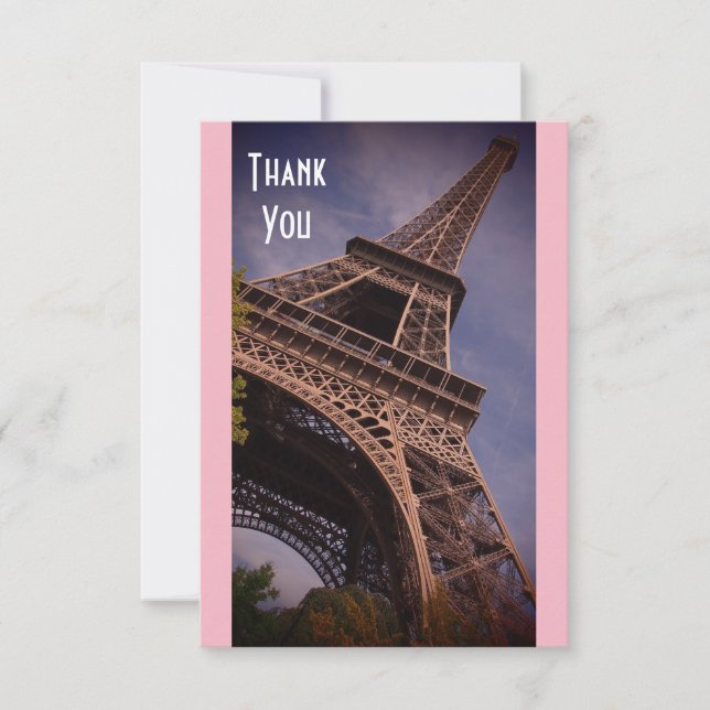 Paris Eiffel Tower Bekanntes Foto für Sehenswürdig Dankeskarte (Vorderseite)