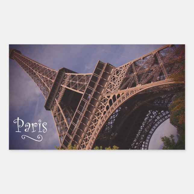Paris Eiffel Tower Berühmtes Foto für Sehenswürdig Rechteckiger Aufkleber (Vorderseite)