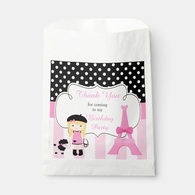 Paris Eiffel Tower Blonde Girl Geschenktütchen (Vorderseite)