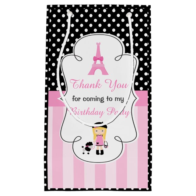 Paris Eiffel Tower Blonde Girl Kleine Geschenktüte (Vorderseite)