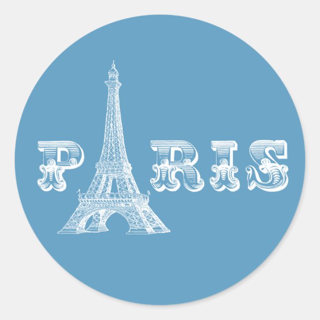 PARIS Eiffel Tower Blue Sticker (Vorderseite)