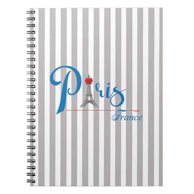 Paris Eiffel Tower Blue Text Bow Notizblock (Vorderseite)