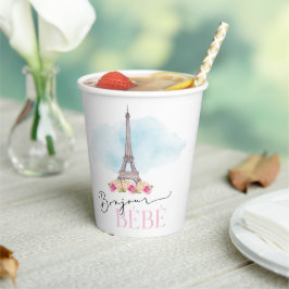 Paris Eiffel Tower Bonjour Baby Paper Cups Pappbecher