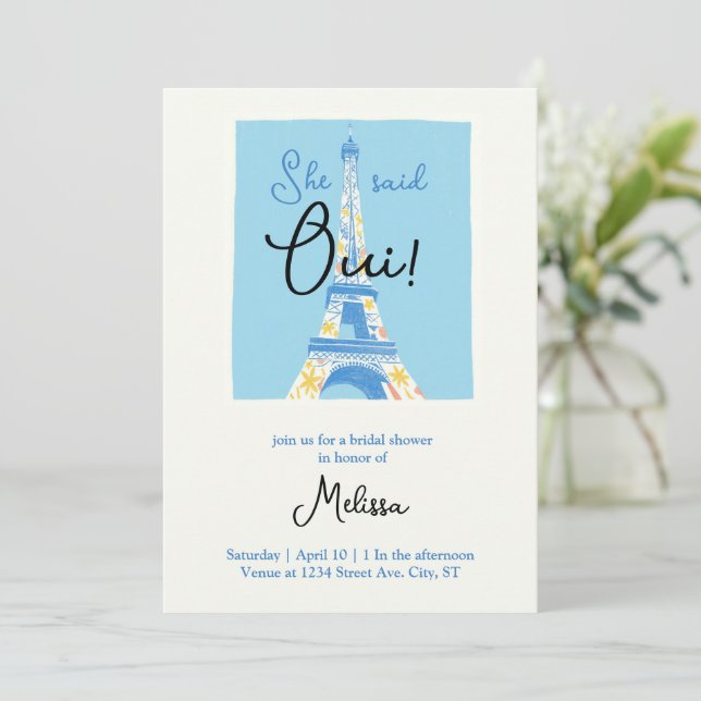 Paris Eiffel Tower Brautdusche Einladungen (Stehend Vorderseite)