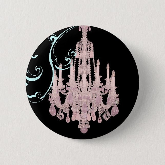 Paris Eiffel Tower Chandelier Vintage Hochzeit Button (Vorderseite)