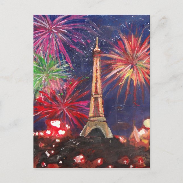 Paris Eiffel Tower City Liebe mit Silvester New Postkarte (Vorderseite)
