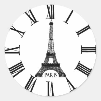 Paris Eiffel Tower Clock Französisch Runder Aufkleber