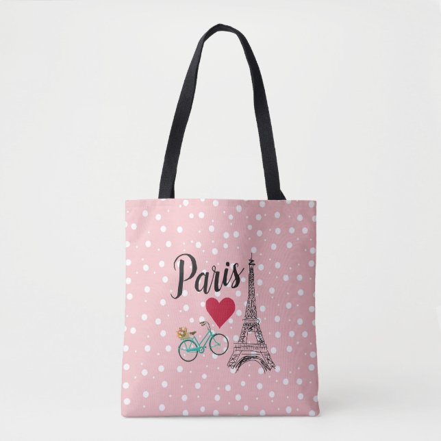 Paris Eiffel Tower Dot Tote Bag Tasche (Vorderseite)