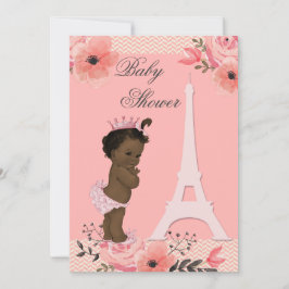 Paris Eiffel Tower Ethnic Princess Baby Dusche Einladung