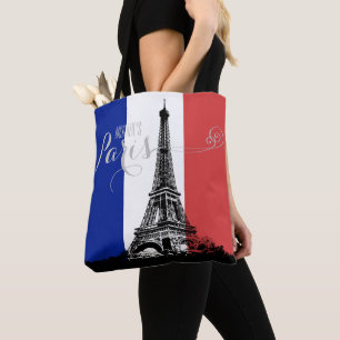 Paris Eiffel Tower Frankreich Flagge Monogramm Tasche