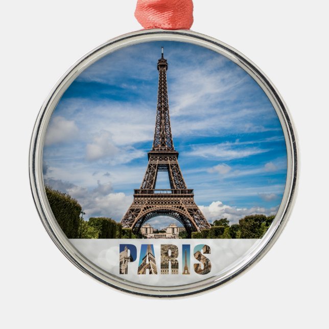 Paris Eiffel Tower Frankreich Reisen Foto Weihnach Ornament Aus Metall (Vorne)