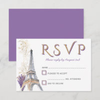 Paris Eiffel Tower French Lavender RSVP Card