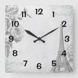 Paris Eiffel Tower Girly Quadratische Wanduhr