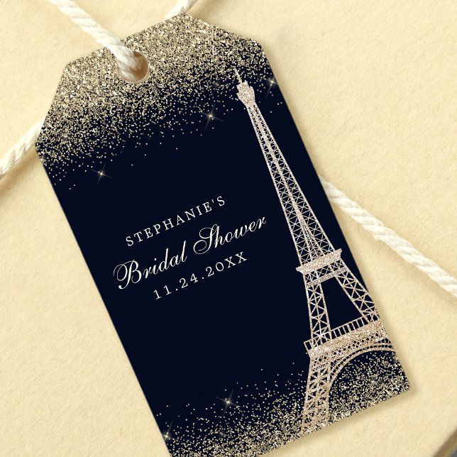 Paris Eiffel Tower Gold Sparkone Brautparty Geschenkanhänger (Von Creator hochgeladen)
