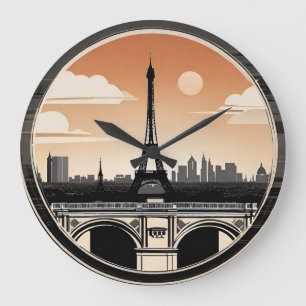 Paris Eiffel Tower Große Wanduhr
