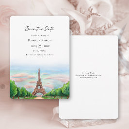 Paris Eiffel Tower Hochzeit in Urlaubsort Save The Date