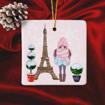 Paris Eiffel Tower Hübsch Girl Chic Pink Weihnacht