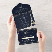Paris Eiffel Tower Navy Gold Sparkle Wedding All I