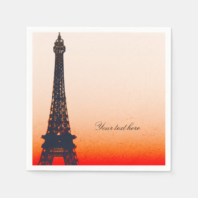 Paris Eiffel Tower Orange Sunset Chic Party Serviette (Vorderseite)