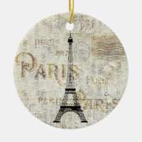 Paris Eiffel Tower Postcard Ornament