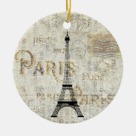 Paris Eiffel Tower Postcard Ornament