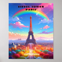 Paris Eiffel Tower Rainbow Sky